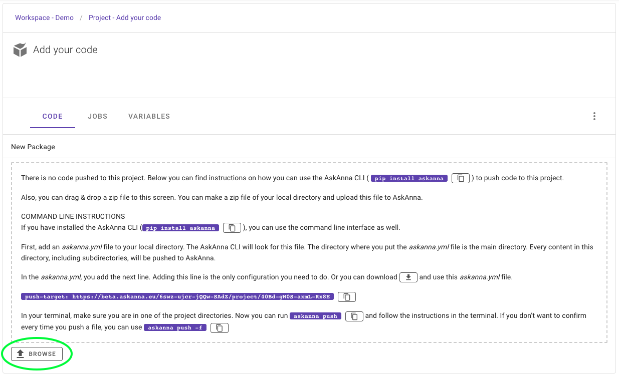 Upload a zip to AskAnna