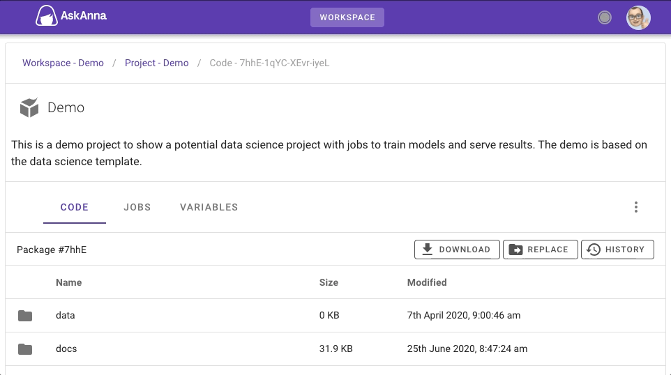 Update project info in AskAnna