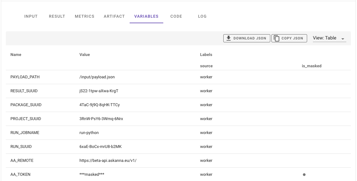 Track Variables in AskAnna