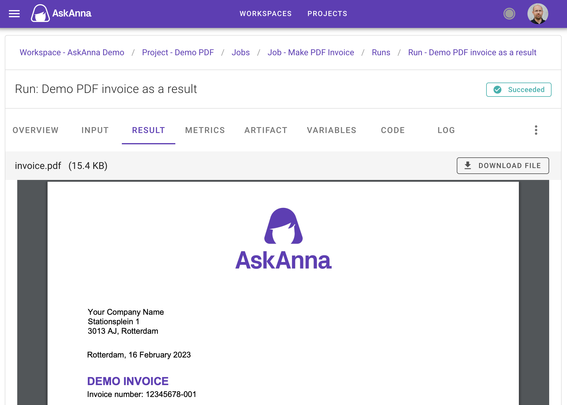 View PDF files in AskAnna
